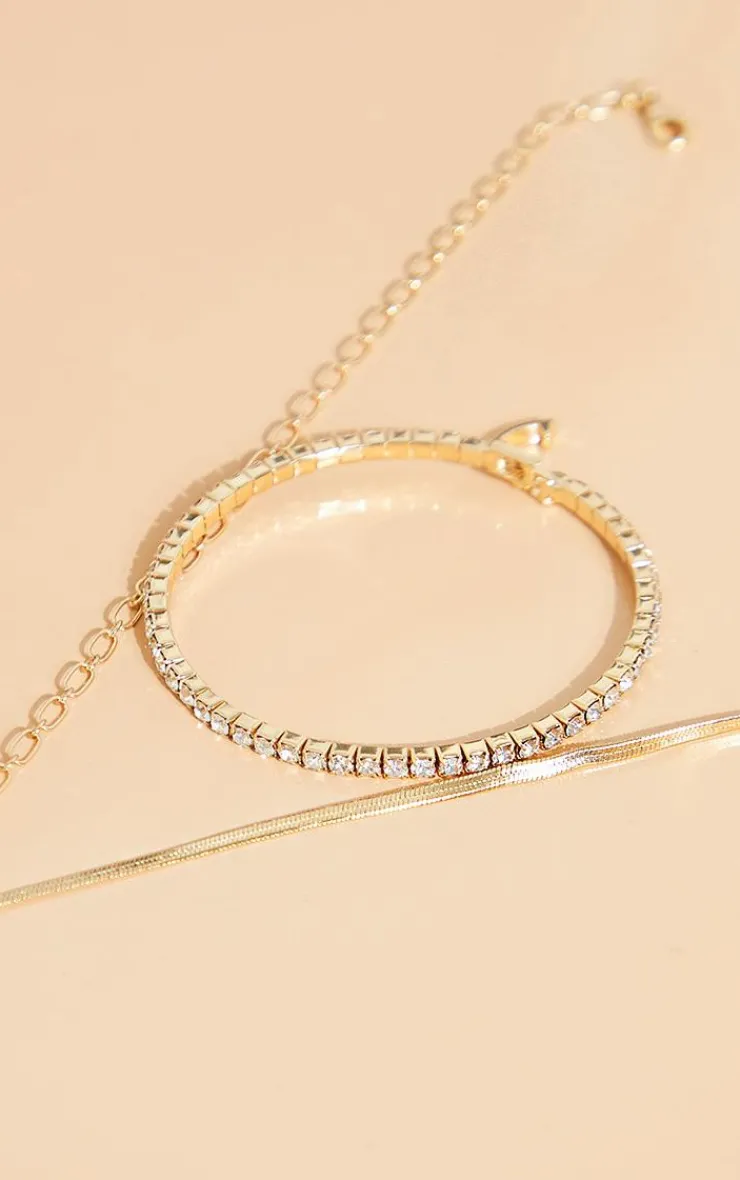 PrettyLittleThing Bracelets*Diamante Bangle & Chain MultiPack Bracelet