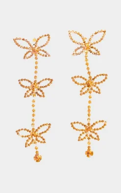 PrettyLittleThing Statement Earrings*Diamante Butterfly Statement Drop Earrings