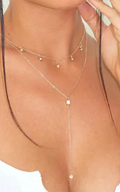 PrettyLittleThing Necklaces*Diamante Drop Layering Necklace