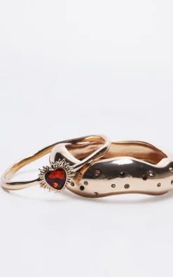 PrettyLittleThing Bracelets*Diamante Heart Detail 2 Pack Bangles