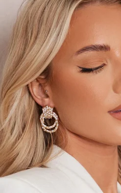 PrettyLittleThing Statement Earrings*Diamante Knot Door Knocker Earrings