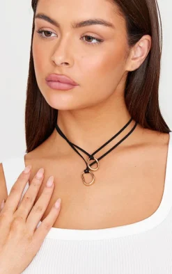 PrettyLittleThing Necklaces*Double Hoop Layer Tie Choker