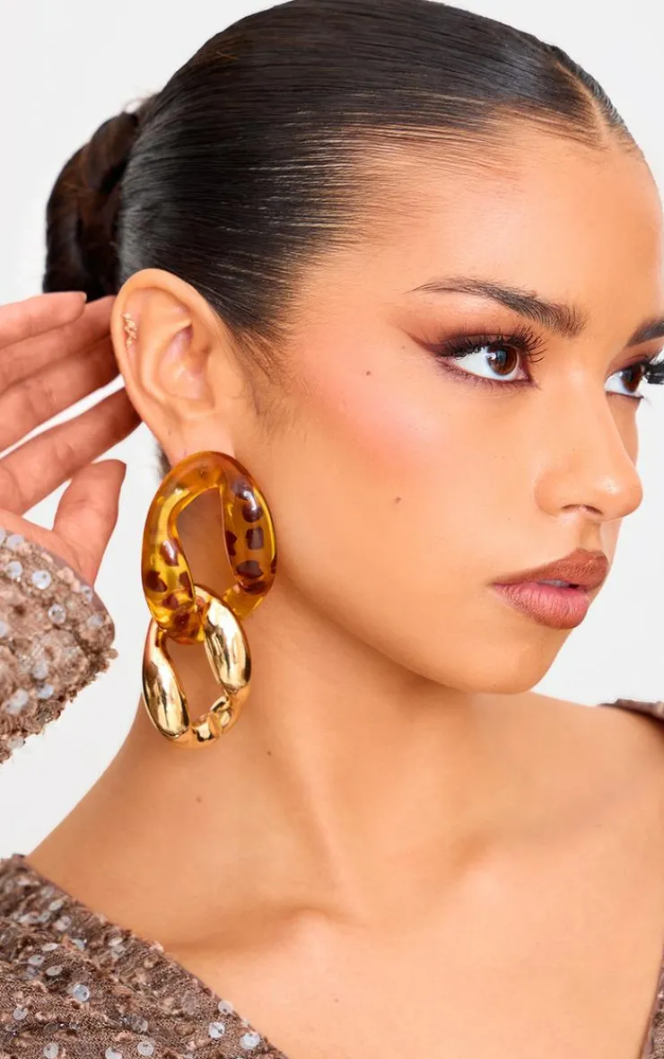 PrettyLittleThing Hoop Earrings*Double Hoop Leopard Print Earrings