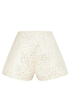 Clearance PrettyLittleThing Foil Print A Line Shorts Gold