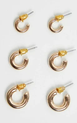 PrettyLittleThing Hoop Earrings*Huggie Hoop 3 Pack Earring Set
