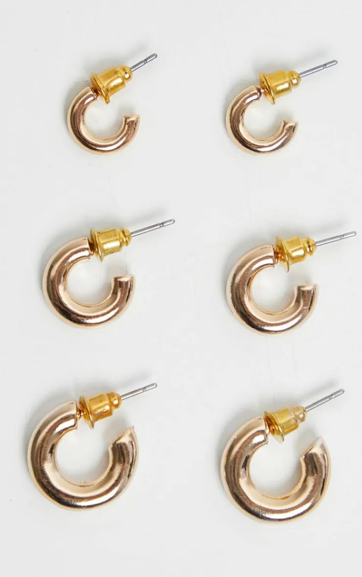 PrettyLittleThing Hoop Earrings*Huggie Hoop 3 Pack Earring Set