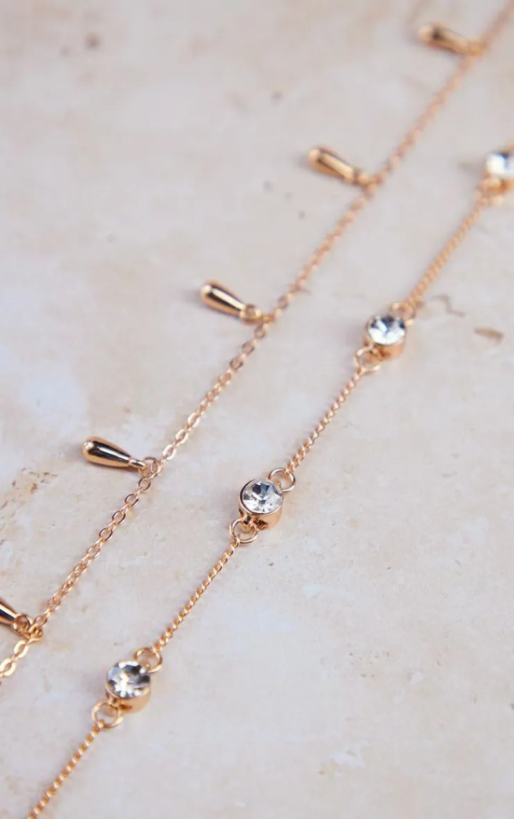 PrettyLittleThing Body Jewelry*Jewel Drop Charm Layered Belly Chain
