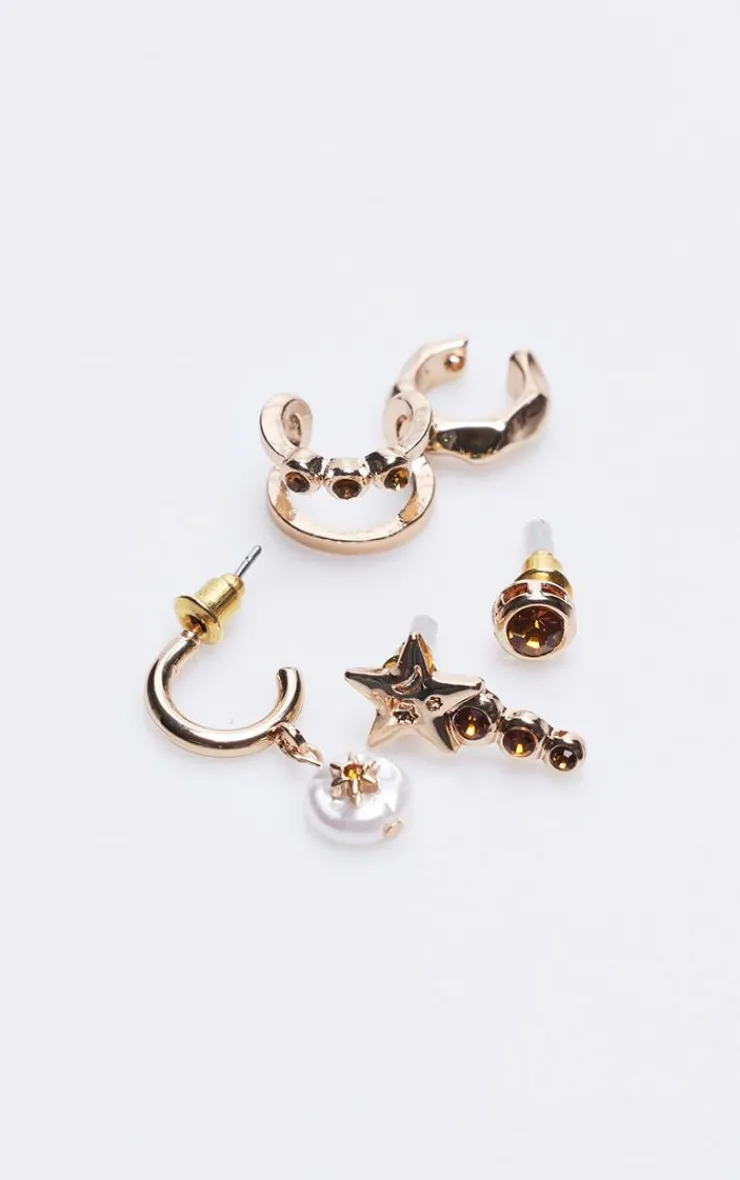 PrettyLittleThing Earrings*Jewel Star And Pearl Multipack Earrings