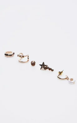 PrettyLittleThing Earrings*Jewel Star And Pearl Multipack Earrings