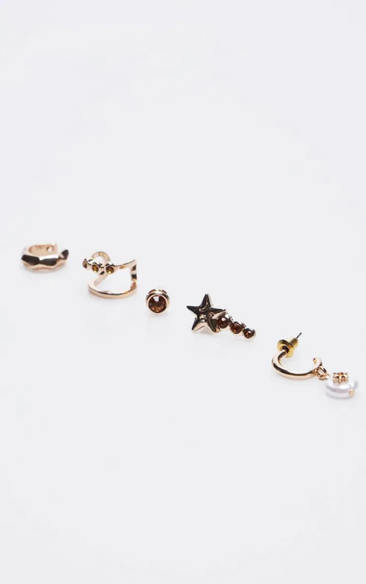 PrettyLittleThing Earrings*Jewel Star And Pearl Multipack Earrings