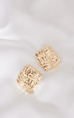 PrettyLittleThing Earrings*Large Quilted Stud Earrings