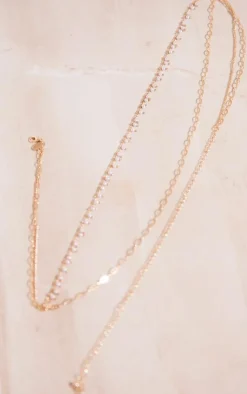 PrettyLittleThing Body Jewelry*Layered Chain Pearl Drop Belly Chain