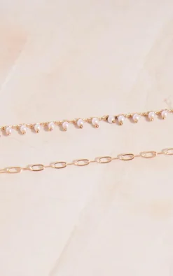 PrettyLittleThing Body Jewelry*Layered Chain Pearl Drop Belly Chain
