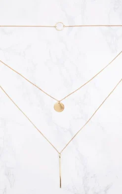 PrettyLittleThing Necklaces*Layered Disk Plunge Necklace