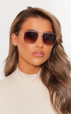 PrettyLittleThing Square Sunglasses*Metal Square Frame Aviator Sunglasses