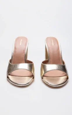 PrettyLittleThing Mules*Metallic Basic Block Heeled Mule Sandals