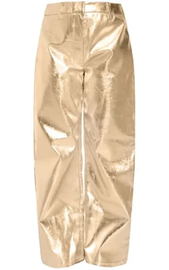 PrettyLittleThing Christmas Shop*Metallic Faux Leather Straight Leg Tailored Pants