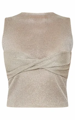 Outlet PrettyLittleThing Metallic Layered Vest Top Gold