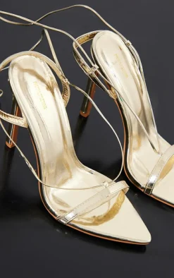 PrettyLittleThing High Heels*Metallic Pu Point Toe Lace Up High Heeled Sandals