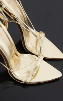 PrettyLittleThing High Heels*Metallic Pu Point Toe Lace Up High Heeled Sandals