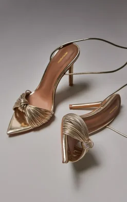 PrettyLittleThing High Heels*Metallic Pu Point Toe Knotted Strappy High Heeled Sandals