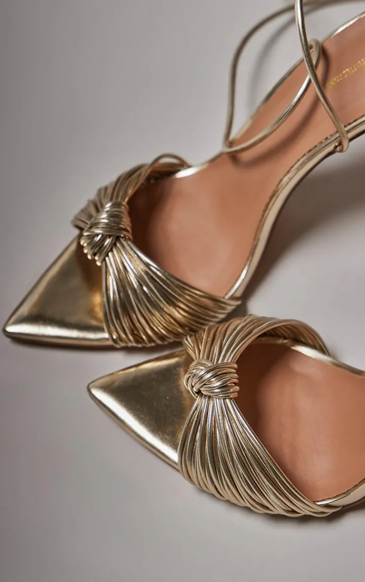 PrettyLittleThing High Heels*Metallic Pu Point Toe Knotted Strappy High Heeled Sandals