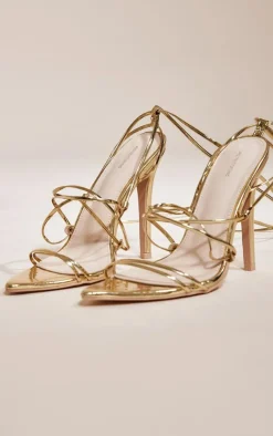 PrettyLittleThing High Heels*Metallic Strappy Gladiator Point Toe Heels