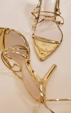 PrettyLittleThing High Heels*Metallic Strappy Gladiator Point Toe Heels