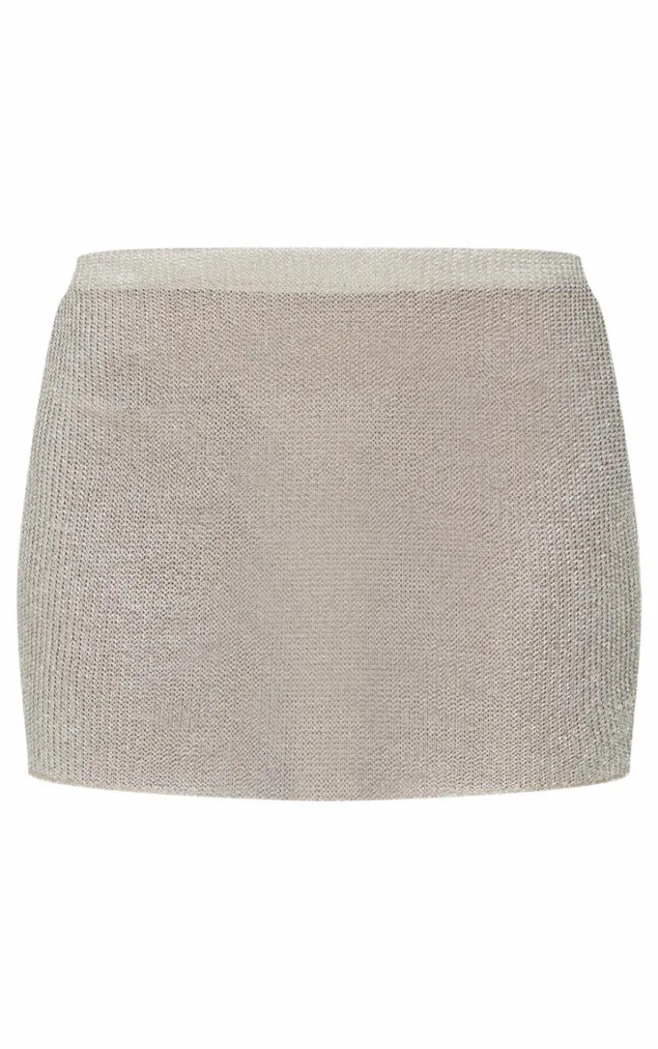 New PrettyLittleThing Metallic Textured Micro Mini Skirt Gold