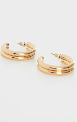 PrettyLittleThing Hoop Earrings*Mini Chunky Double Hoop Earrings