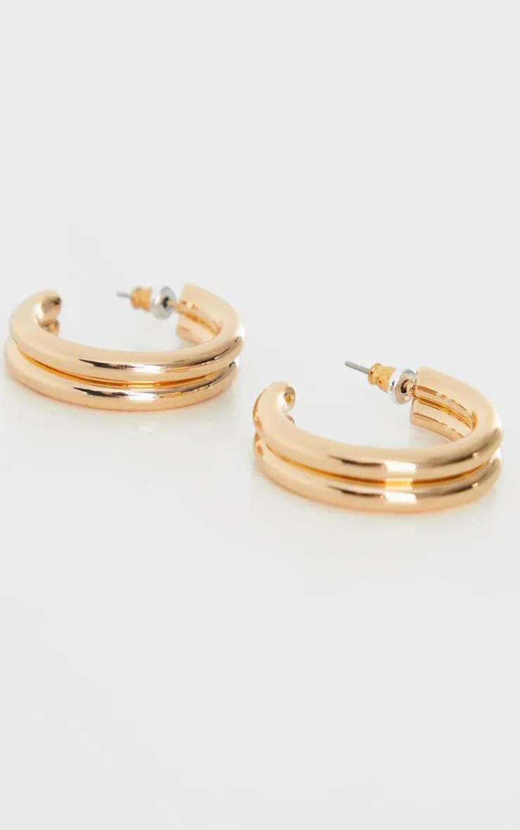 PrettyLittleThing Hoop Earrings*Mini Chunky Double Hoop Earrings