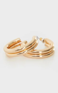 PrettyLittleThing Hoop Earrings*Mini Chunky Double Hoop Earrings