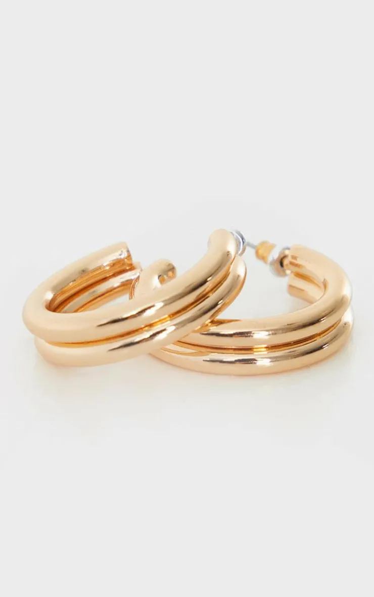 PrettyLittleThing Hoop Earrings*Mini Chunky Double Hoop Earrings