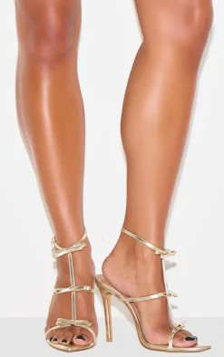 PrettyLittleThing Heeled Sandals*Mirror PU Point Toe Strappy Heeled Sandals