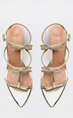 PrettyLittleThing Heeled Sandals*Mirror PU Point Toe Strappy Heeled Sandals