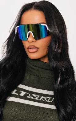 PrettyLittleThing Visor Sunglasses*Mirrored Lens Shield Sporty Visor Sunglasses