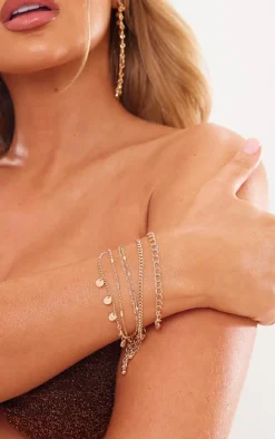 PrettyLittleThing Bracelets*Mixed Chain Charm Detail Bracelet Multipack