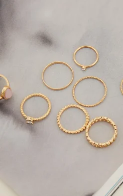 PrettyLittleThing Rings*Mixed Textured Ring 8 Pack