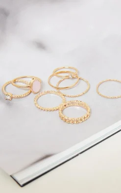 PrettyLittleThing Rings*Mixed Textured Ring 8 Pack