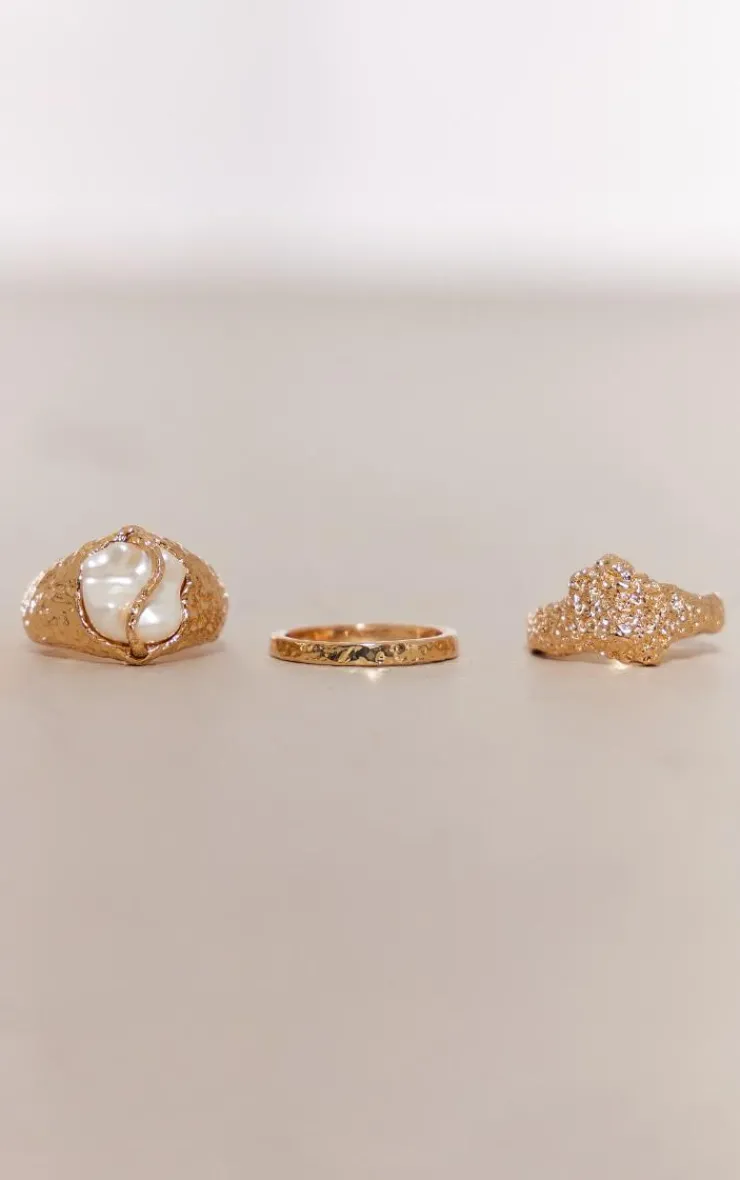 PrettyLittleThing Rings*Molten Set Pearl Multipack Rings