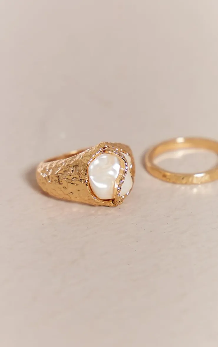 PrettyLittleThing Rings*Molten Set Pearl Multipack Rings
