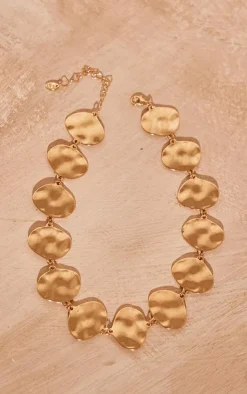PrettyLittleThing Necklaces*Molten Texture Oval Disk Necklace