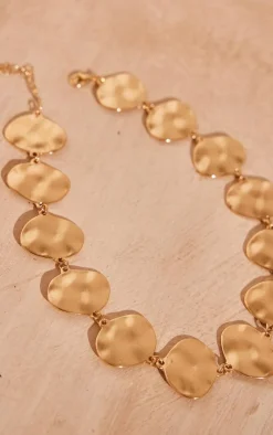 PrettyLittleThing Necklaces*Molten Texture Oval Disk Necklace