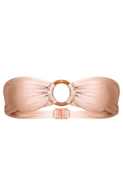 Gold O Ring Detail Bandeau Bikini Top