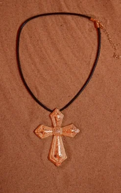 PrettyLittleThing Necklaces*Oversized Cross Cord Necklace