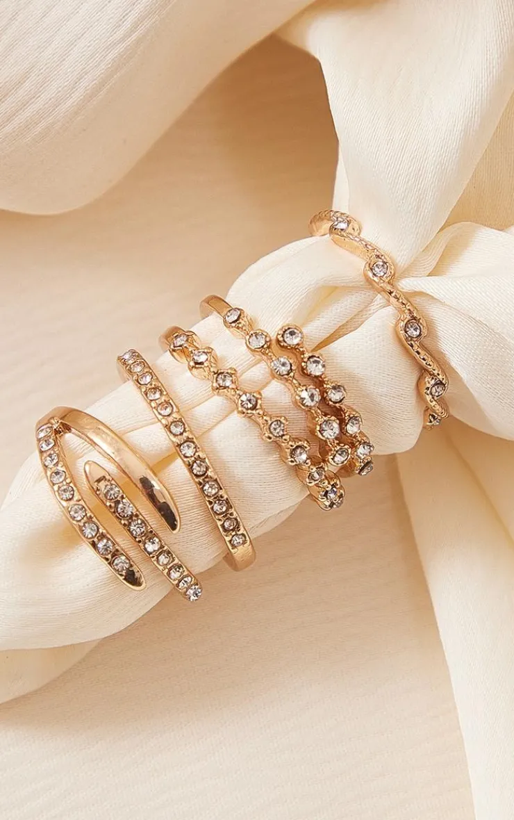 PrettyLittleThing Rings*Paved Ring Set 5 Pack