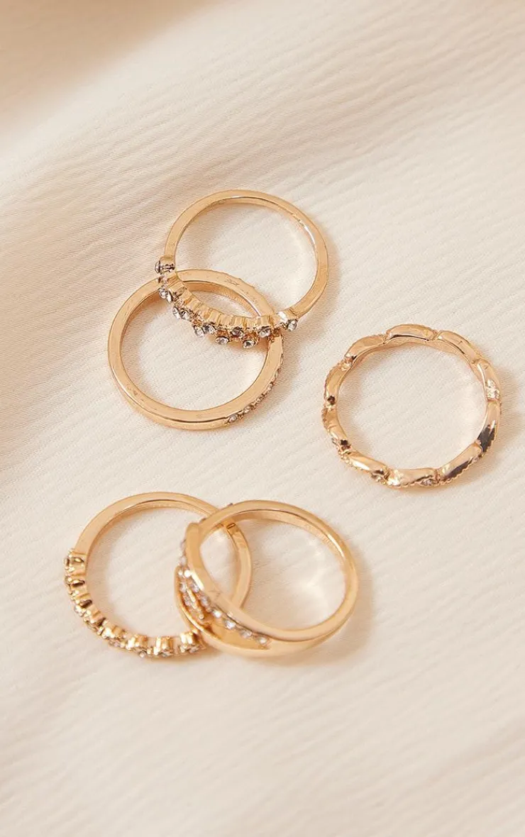 PrettyLittleThing Rings*Paved Ring Set 5 Pack