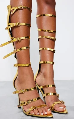 PrettyLittleThing High Heels*Pointed Multi Buckle Strap Knee High Heeled Sandals