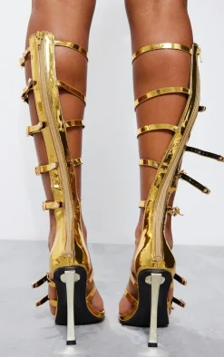 PrettyLittleThing High Heels*Pointed Multi Buckle Strap Knee High Heeled Sandals
