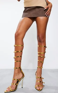 PrettyLittleThing High Heels*Pointed Multi Buckle Strap Knee High Heeled Sandals